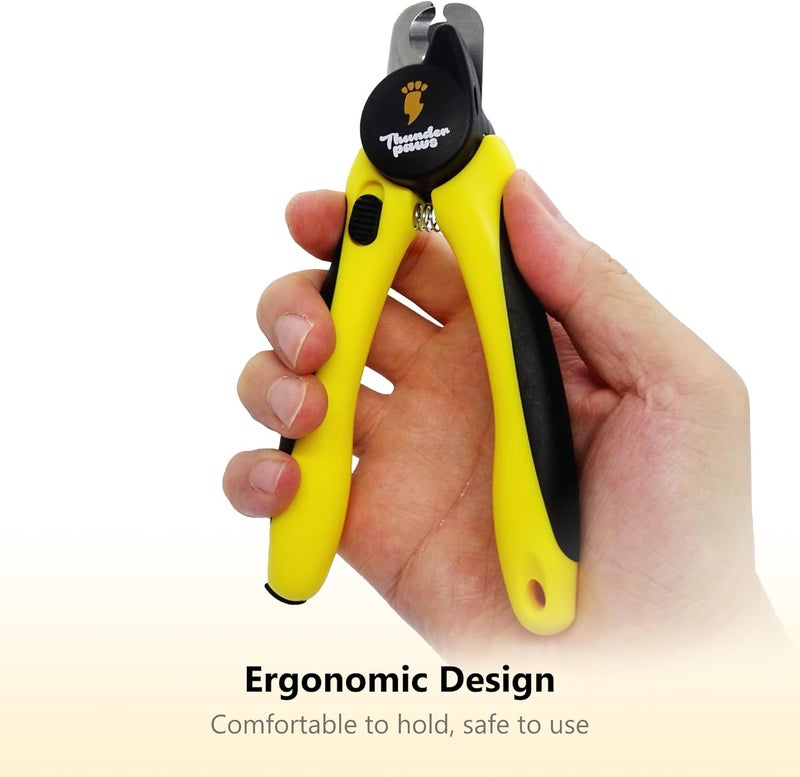 Thunder Paws LED Dog Nail Clippers with Light, Trimmers with Protective Guard, Quick Sensor, Safety Lock and Nail File - Suitable for Large and Small Dogs & Cats (Yellow, LED) - Image 2